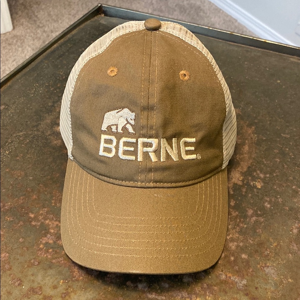 Berne Apparel Brown and Tan Trucker Cap with Velcro Back. H162BB